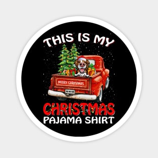 This Is My Christmas Pajama Shirt Border Collie Truck Tree Magnet